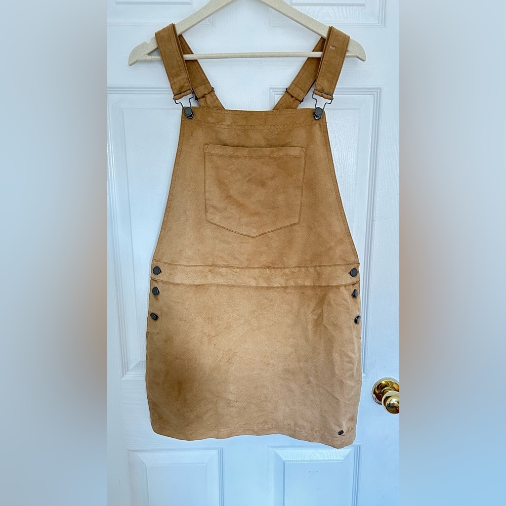Roxy Chase The Sun Jumper Dress Overalls Size Medium Ultra Suede Tan Festival